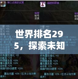 世界排名295，探索未知，超越极限