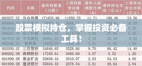 股票模拟持仓,掌握投资必备工具!